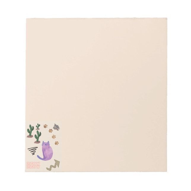 Bloco De Notas Gato de Peixe Cactus (Frente)