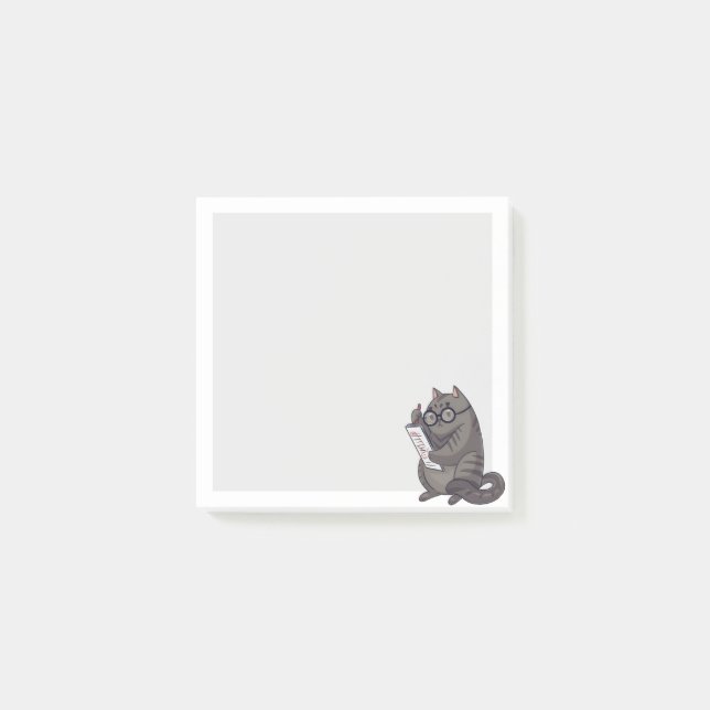 Bloco De Notas Gato de trabalho bonito nos vidros (Frente)