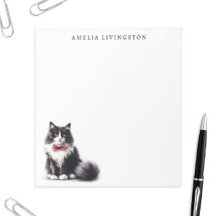 Bloco De Notas Gato de Tuxedo Branco Preto Personalizado