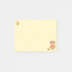 Bloco De Notas Gato Desenho Animado Tabby Gengibre no Amarelo