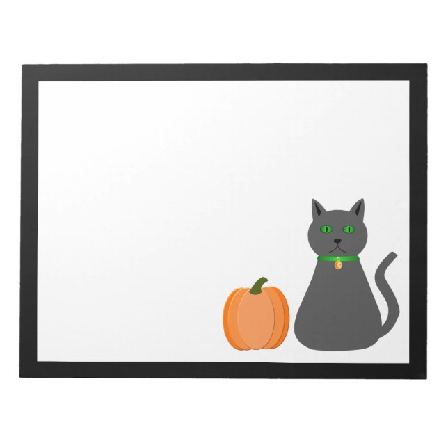 Bloco De Notas Gato e Abóbora do Halloween (Frente)