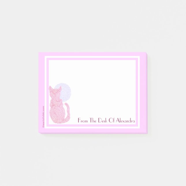 Bloco De Notas Gato e lua vermelhos personalizados Z da mesa de (Frente)