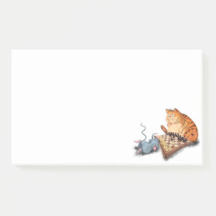 Bloco De Notas Gato e Rato Tocando Xadrez Posta as notas