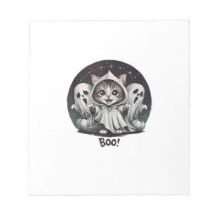 Bloco De Notas Gato Fantasma Engraçado Boo Halloween Animal Gatin