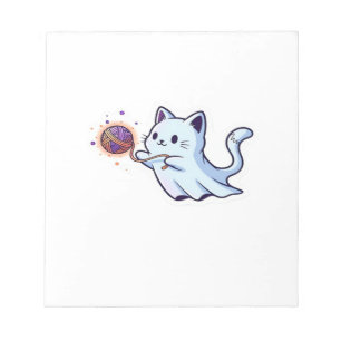 Bloco De Notas Gato Fantasma Fofo Gatinho Assustador de Hallowee