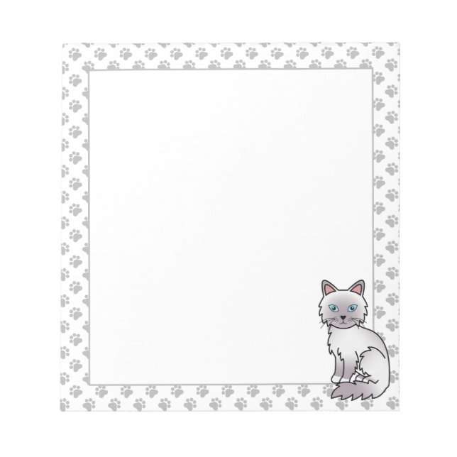 Bloco De Notas Gato Fofo de Lilac Point Birman / Ragdoll & Patinh (Frente)