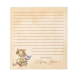 Bloco De Notas Gato Fofo e Livros