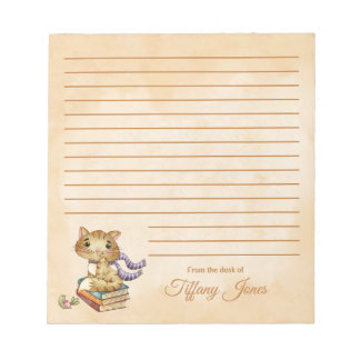 Bloco De Notas Gato Fofo e Livros