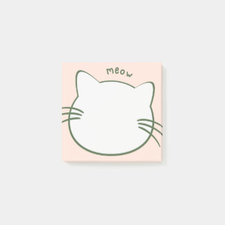 Bloco De Notas Gato Fofo em Forma Verde Amarelo Meow