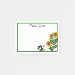 Bloco De Notas Gato Gato E Girassol Amarelos Legítimos Personaliz