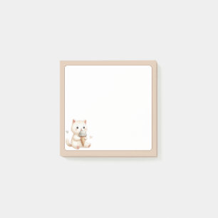 Bloco De Notas Gato Gato Gasto de Fundo Tan com Cone de Sorvete