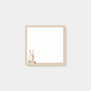 Bloco De Notas Gato Gato Gasto de Fundo Tan com Cone de Sorvete