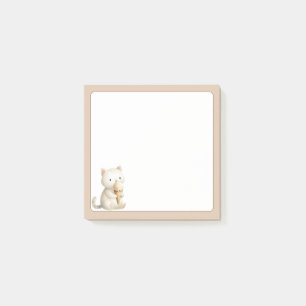 Bloco De Notas Gato Gato Gasto de Fundo Tan com Cone de Sorvete
