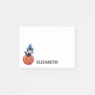 Bloco De Notas Gato Gótico Personalizado com Pumpkin