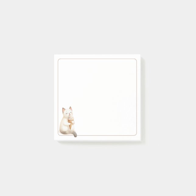 Bloco De Notas Gato Grito de Bordo Leve com Cone de Sorvete (Frente)