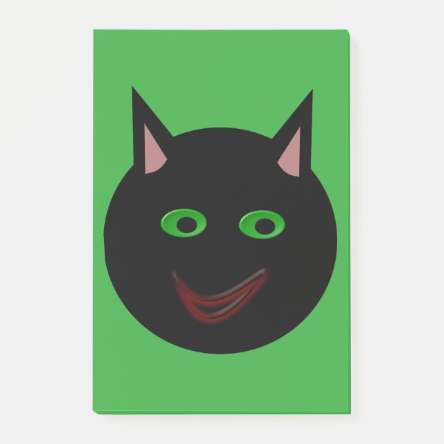 Bloco De Notas Gato Negro de Halloween Posta anotações (Frente)