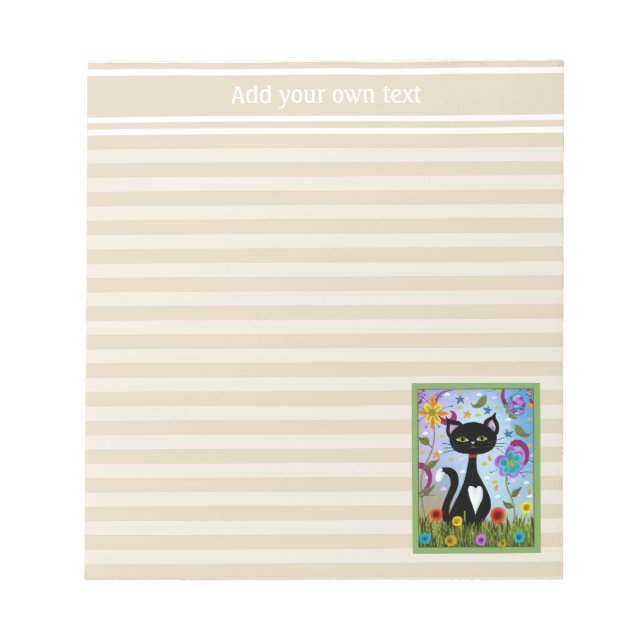 Bloco De Notas Gato No Jardim Arte Abstrata Personalizada (Frente)