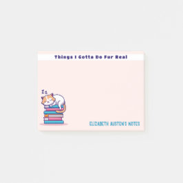 Bloco De Notas Gato numa Pilha de Livros Literário Personalizado 
