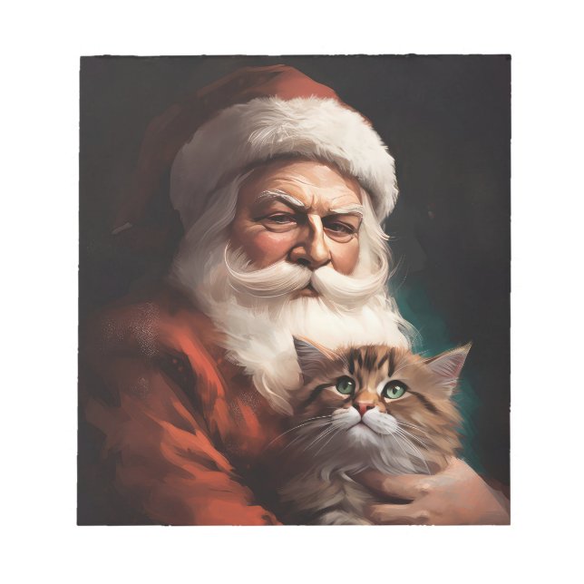 Bloco De Notas Gato Persa Com Natal Festivo do Papai Noel  (Frente)