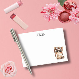 Bloco De Notas Gato piloto Mãe gato aquarela personalizado engraç
