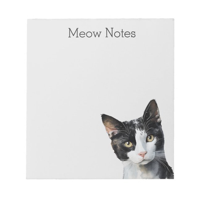 Bloco De Notas Gato Preto de Gatinho Branco cinza (Frente)