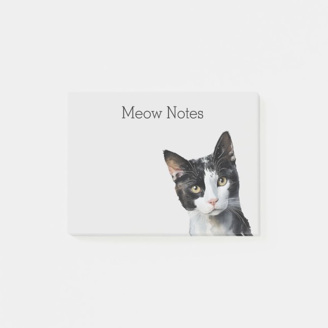 Bloco De Notas Gato Preto de Gatinho Branco cinza (Frente)