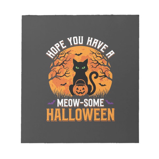 Bloco De Notas Gato Preto de Halloween Meow-Some (Frente)