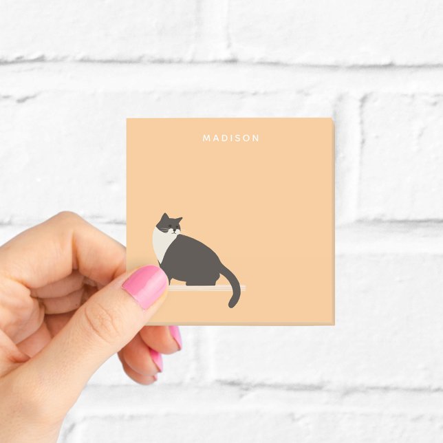 Bloco De Notas Gato Preto e Branco Personalizado Laranja  (Criador carregado)