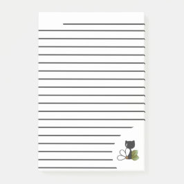 Bloco De Notas Gato Preto Fofo e flor – Personalizado