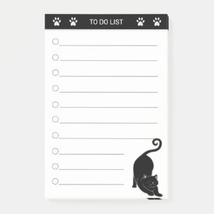 Bloco De Notas Gato preto fofo em notas adesivas pretas e brancas