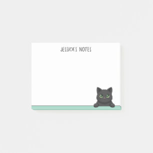 Bloco De Notas Gato Preto Fofo Espiando Mint Personalizado