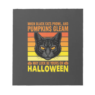 Bloco De Notas Gato Preto Gráfico de Abóbora Vintage de Halloween