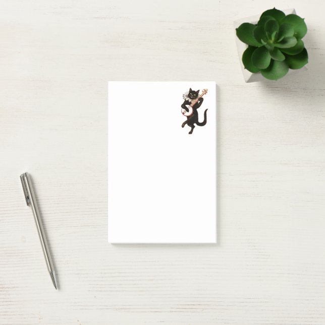 Bloco De Notas Gato Preto Tocando Banjo (Escritótio)