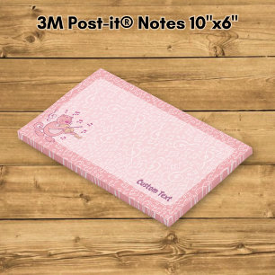 Bloco De Notas Gato Rosa com Notas de Posto Violin