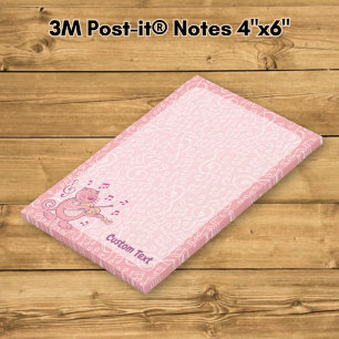 Bloco De Notas Gato Rosa com Notas de Posto Violin