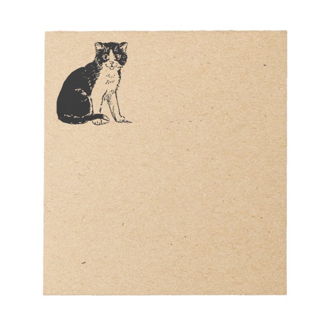 Bloco De Notas Gato sobre Arte de Papel Marrom Fino (Frente)