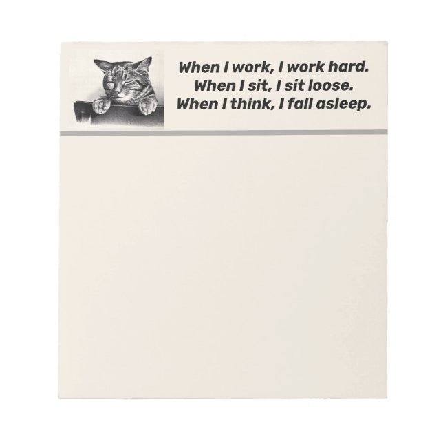 Bloco De Notas Gato Sonolento, Citação Engraçada (Frente)