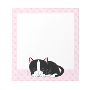 Bloco De Notas Gato sonolento do smoking {rosa}