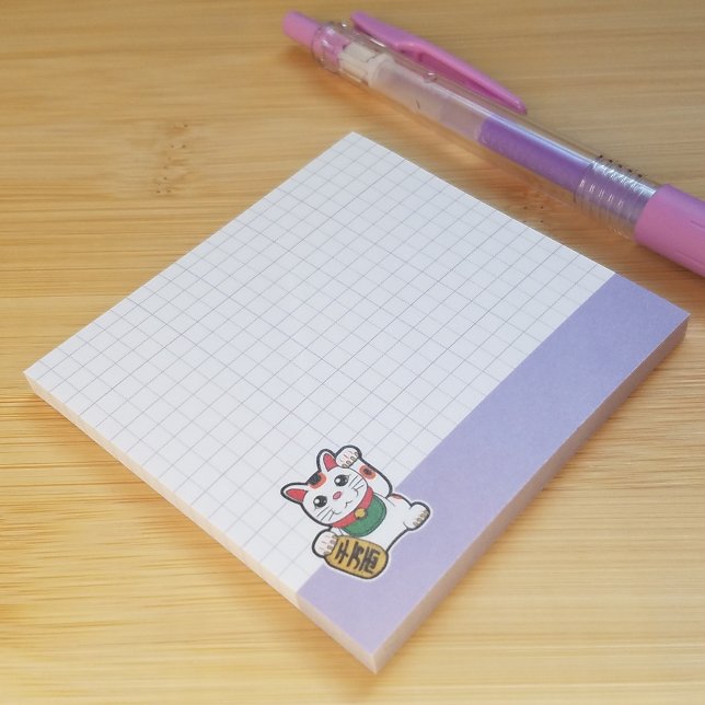 Bloco De Notas Gato Sortudo Fofo (Desk View)