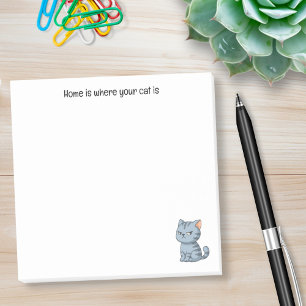 Bloco De Notas Gato Tabby Cinza Mal-Humorado Texto Personalizado