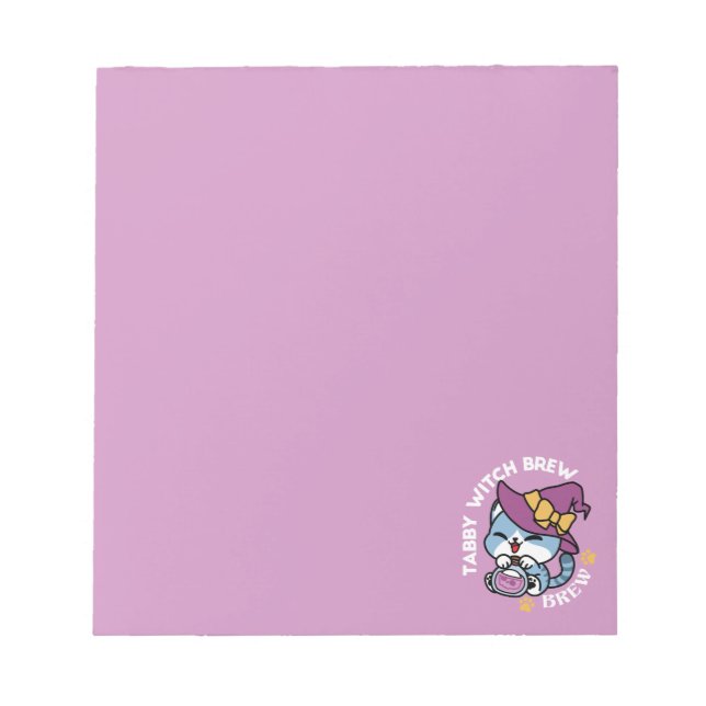 Bloco De Notas Gato Tabby de Halloween – Arte de Chapéu de Bruxa  (Frente)