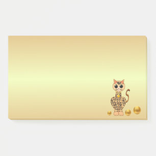 Bloco De Notas Gato Tigre Fofo Desenho Animado em Dourado