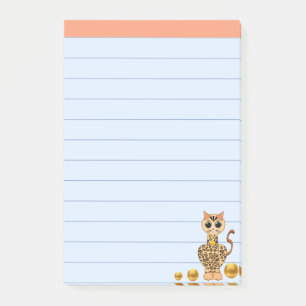 Bloco De Notas Gato Tigre Fofo & Pontos Dourados