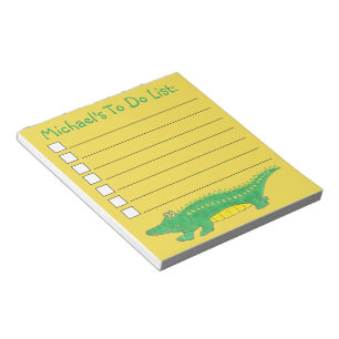 Bloco De Notas Gator Crocodilo de Alligador Verde Amarelo para Fa