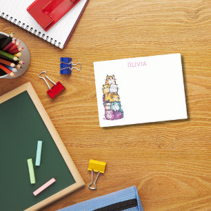 Bloco De Notas Gatos Coloridos Lindos Aquarela Divertido Escritór