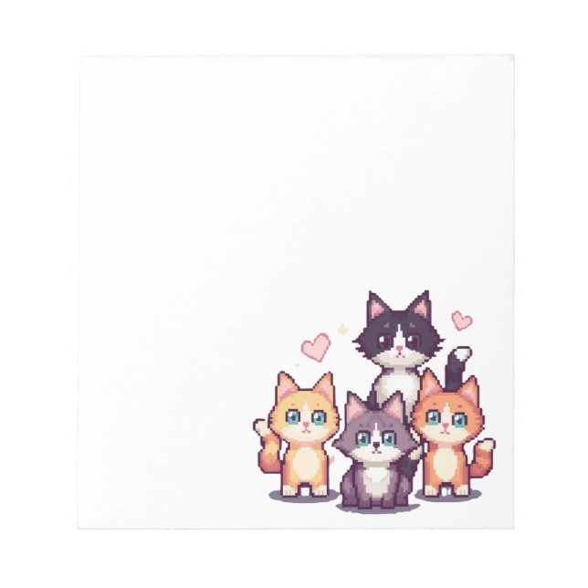 Bloco De Notas Gatos Coloridos Pixelados  (Frente)