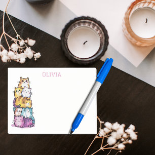 Bloco De Notas Gatos de Animais de Companhia Bonitos em Aquarela,