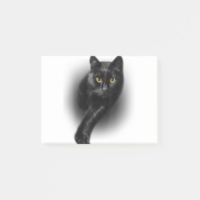 Bloco De Notas Gatos de Olhos Amarelos de Gato Negro (Frente)