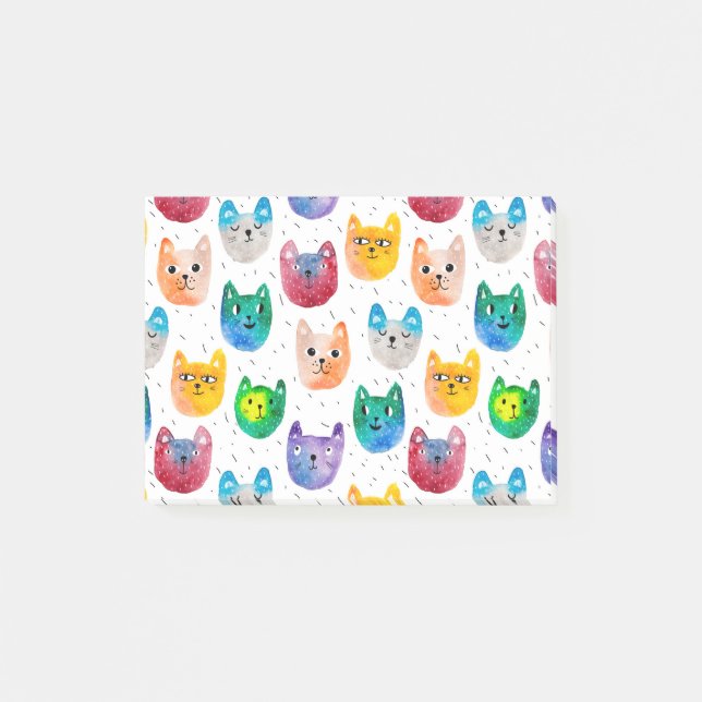 Bloco De Notas Gatos em aquarela e amigos (Frente)