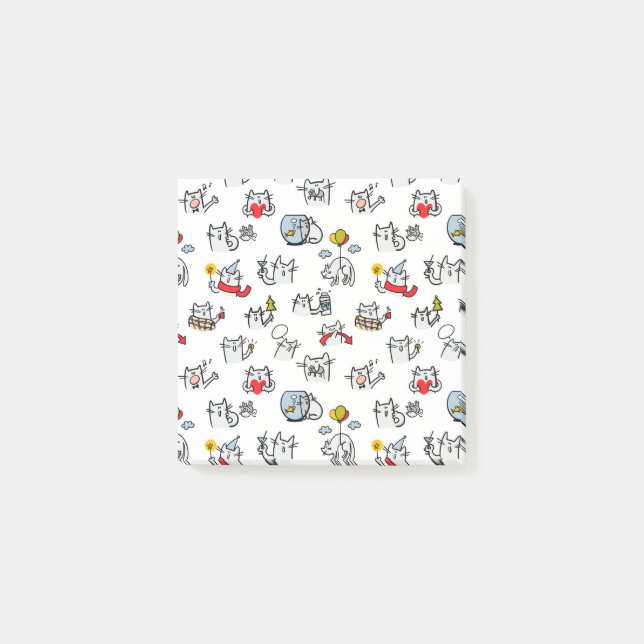 Bloco De Notas Gatos engraçados, leite e magia. (Frente)